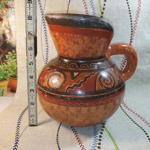 Guaitil Costa Rica Artisan Pottery Pitcher / Jug Handmade Signed Vase BOHO